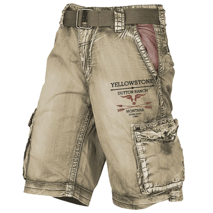 

Herren Vintage West Yellowstone Distressed Utility Cargo Shorts