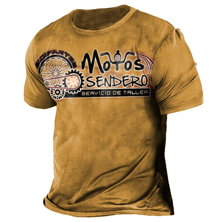 

Men's Vintage Motorcycle Print T-Shirt