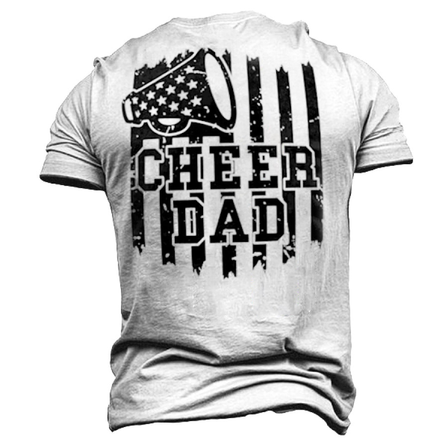 

Cheer Dad American Flag Print Men't Cotton T-Shirt