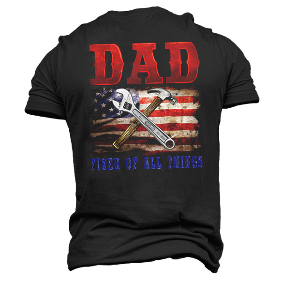

Dad Fixer Of All Things American Flag Print Men't Cotton T-Shirt