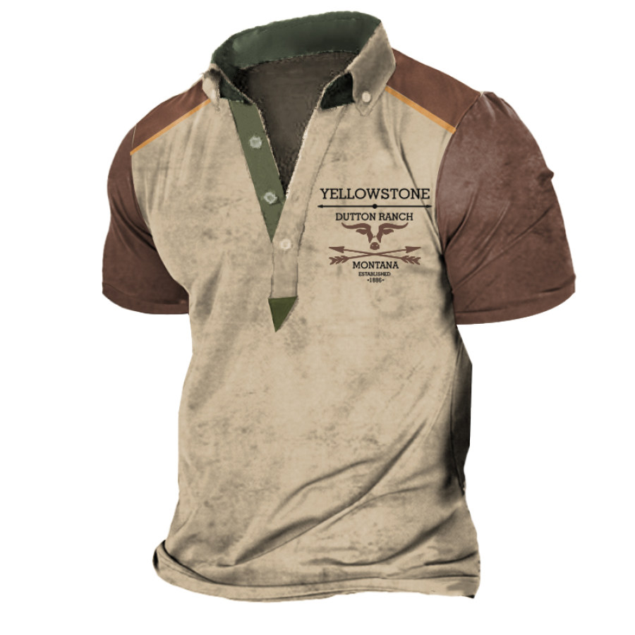 

Men's Vintage West Yellowstone Solid Panel Graphic Print T-Shirt