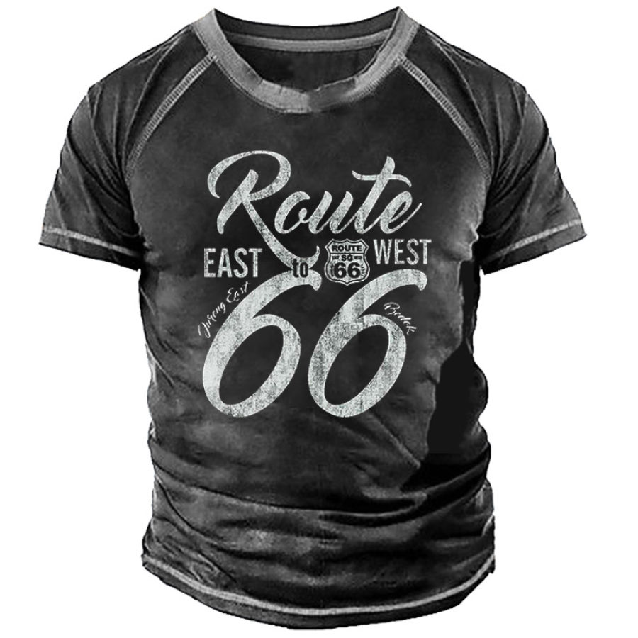 

Men's Casual Route 66 Print Short Sleeve T-Shirt
