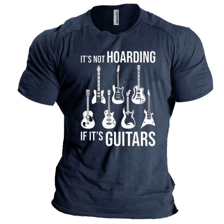 

Men's Vintage Its Not Hoarding If Its Guitars Print T-Shirt
