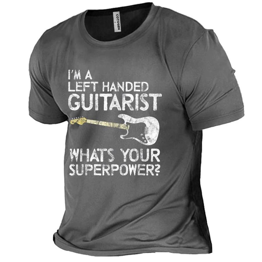 

Cotosen Men's Left Handed Guitarist Whats Your Superpower Cotton T-Shirt
