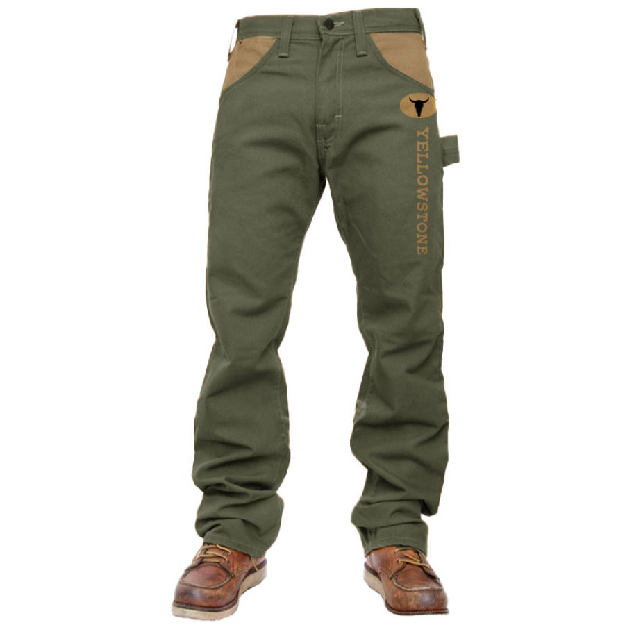 

Men's Classic Vintage Straight West Yellowstone Print Trousers