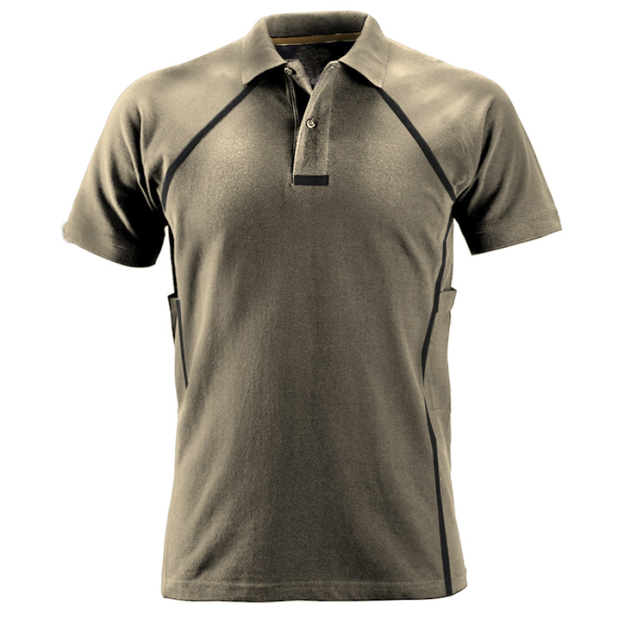 

Men's Outdoor Comfortable Breathable Tactical Training Side Pocket Polo Collar T-shirt