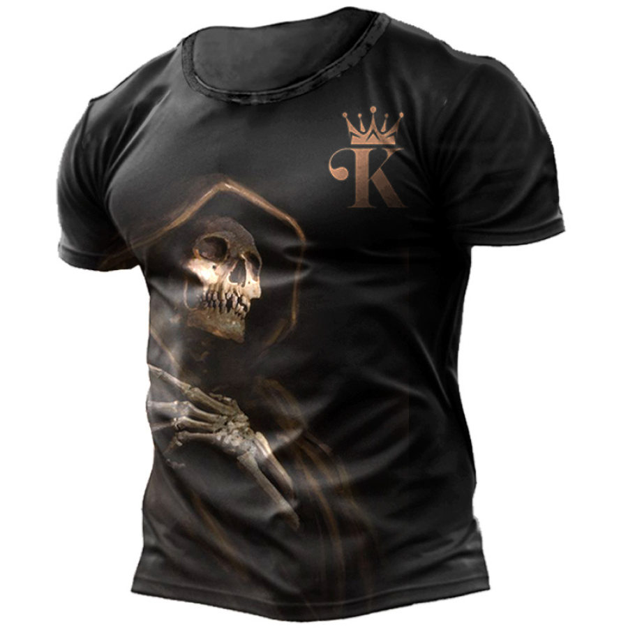 

King Men's Vintage Grim Reaper Print Short Sleeve T-Shirt