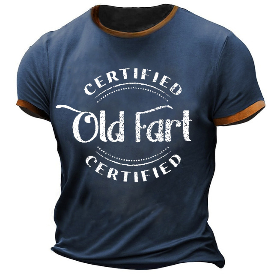 

Plus Size Men's Vintage Certified Old Fart Colorblock T-Shirt