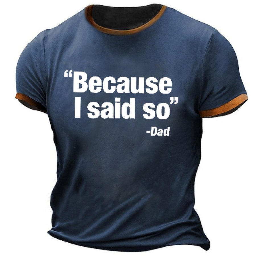 

Plus Size Men's Vintage Because I Said So Dad Colorblock T-Shirt