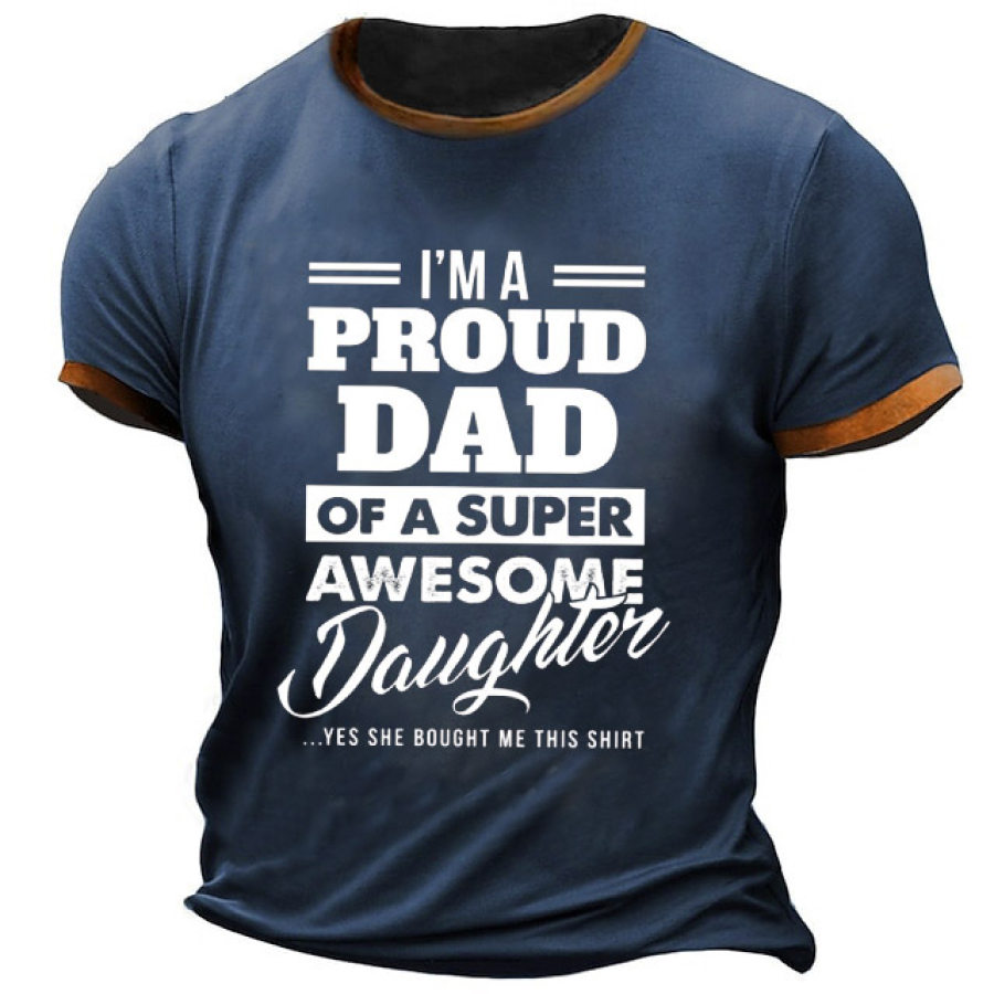 

Plus Size Men's Vintage Proud Dad Awesome Daughter Colorblock T-Shirt