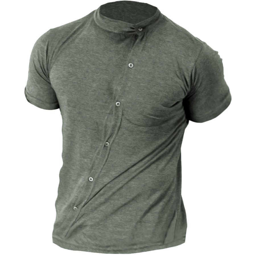 

Men's Outdoor Asymmetric Casual Stand Collar T-Shirt