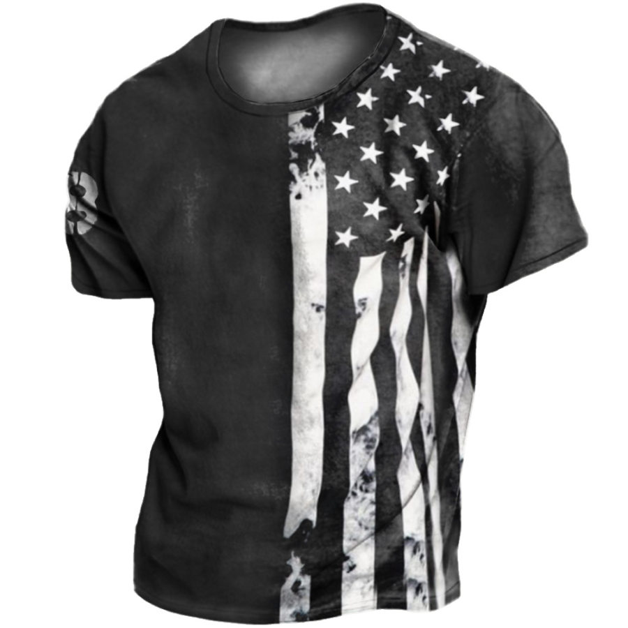 

Men's Outdoor Tactical American Flag Print Crew Neck T-Shirt