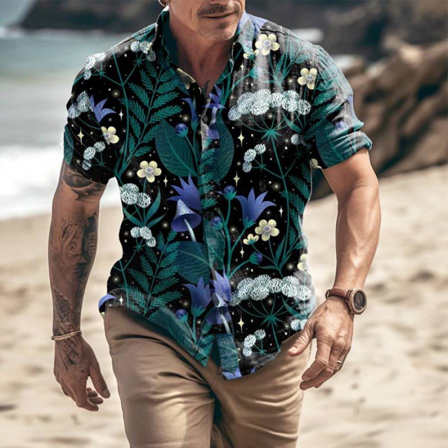 

Men's Hawaiian Poisonous Plants Print Short Sleeve Shirt