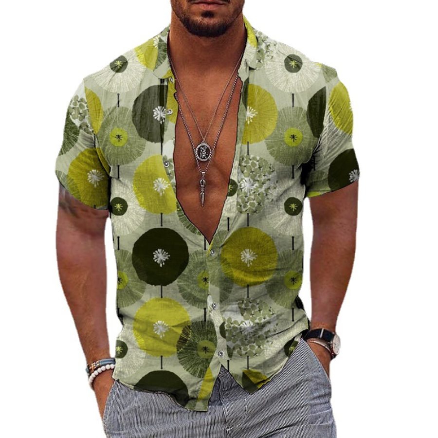 

Men's Hawaiian Mosses Blossom Print Short Sleeve Shirt