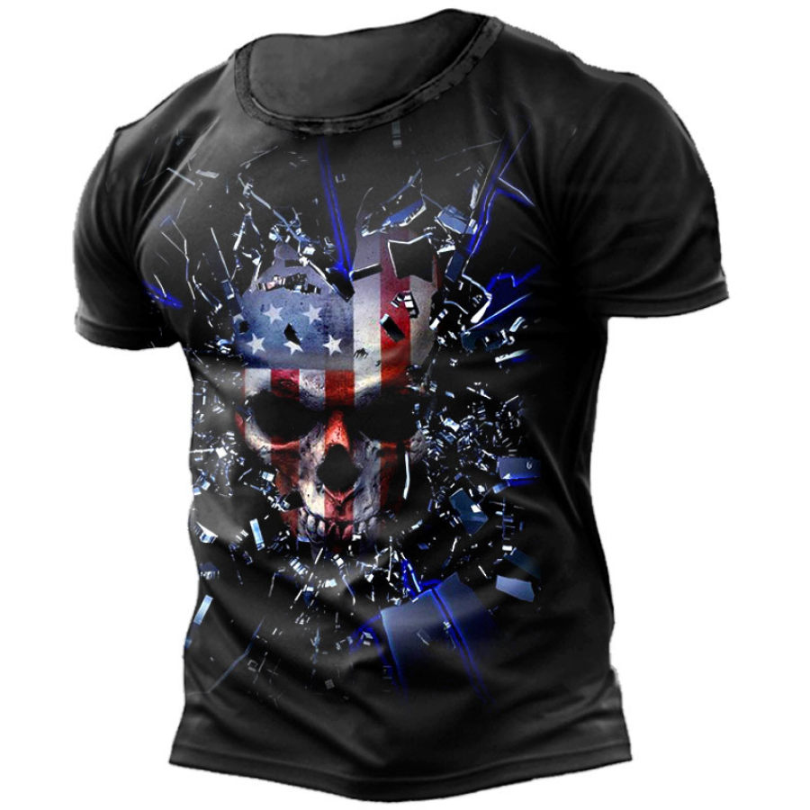 

Men's American Skull Print Short Sleeve T-Shirt