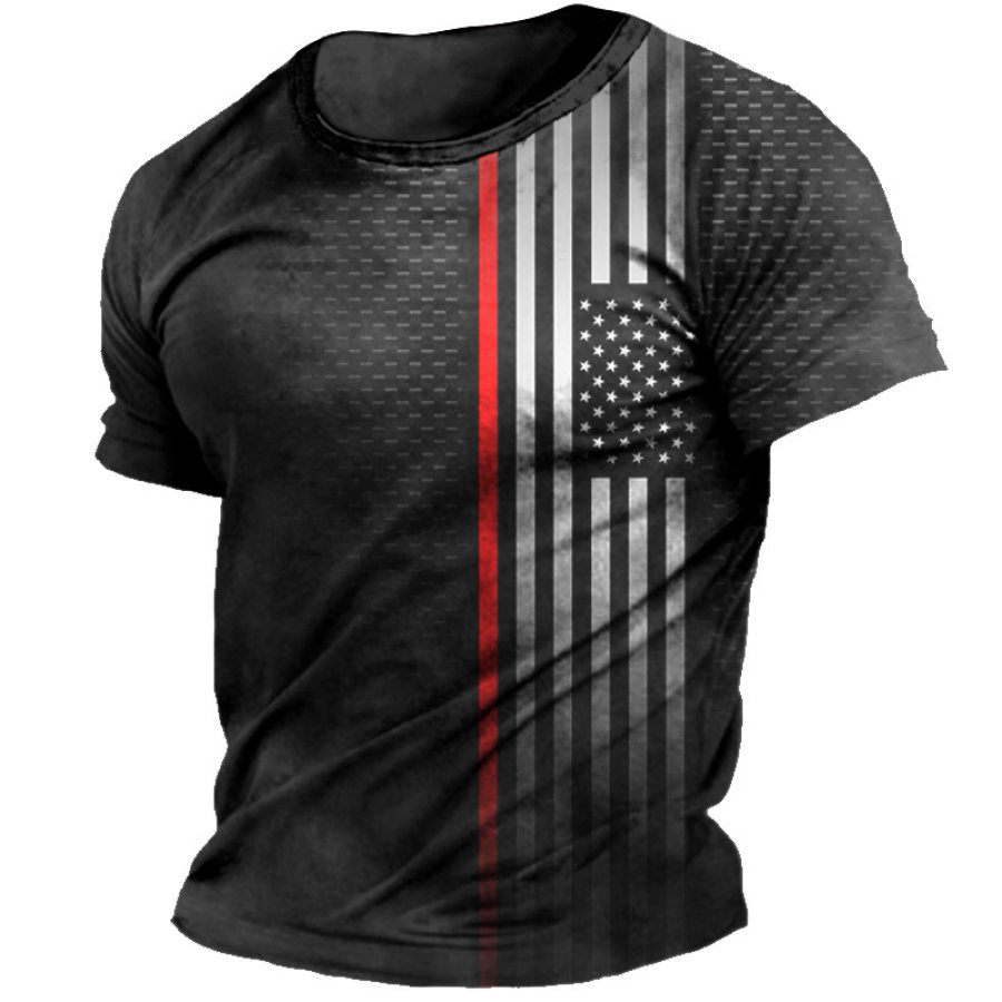 

Men's American Flag Print Casual Short Sleeve T-Shirt