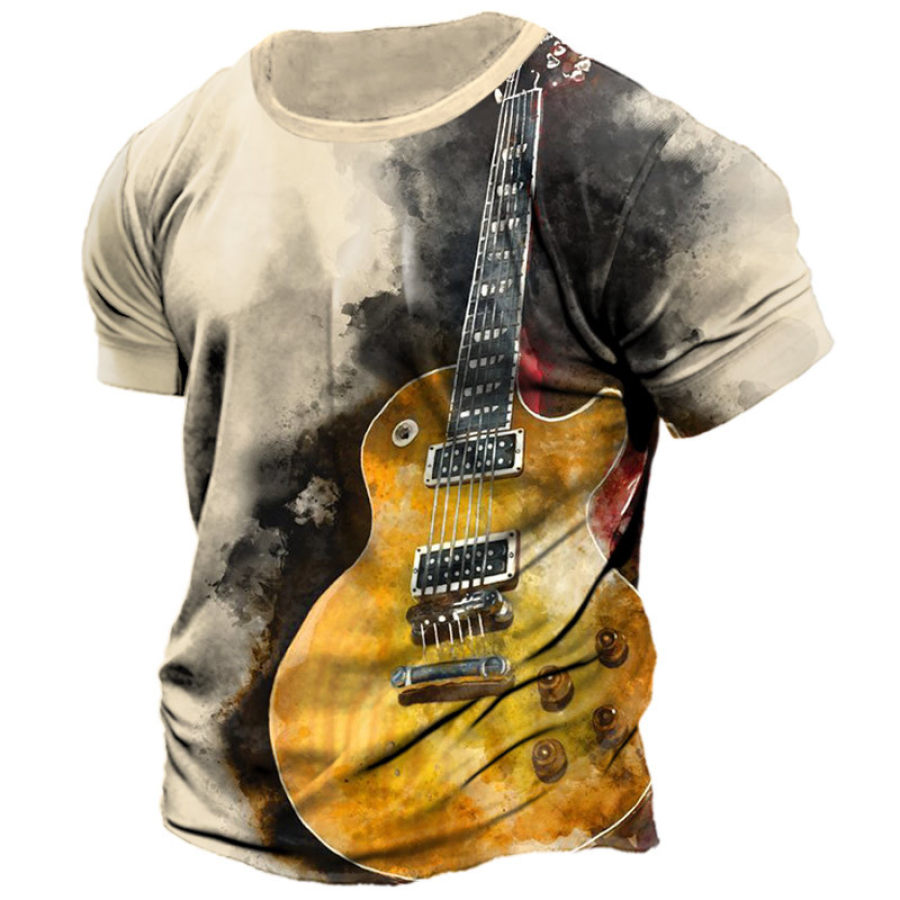 

Men's Guitar Print Casual Short Sleeve T-Shirt