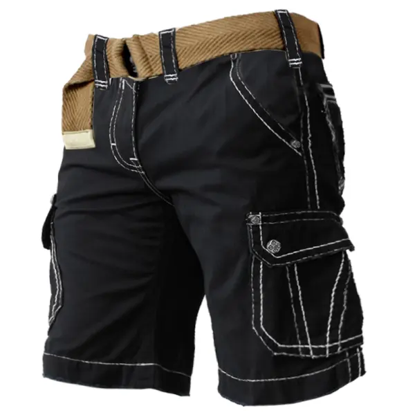 Men's Contrast Line Casual Cargo Shorts - Kalesafe.com 