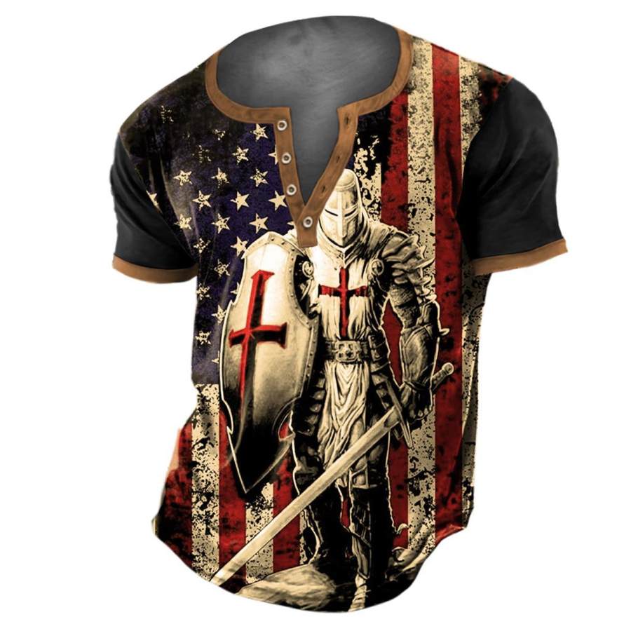 

Men's Vintage Knights Templar Colorblock Henley T-Shirt