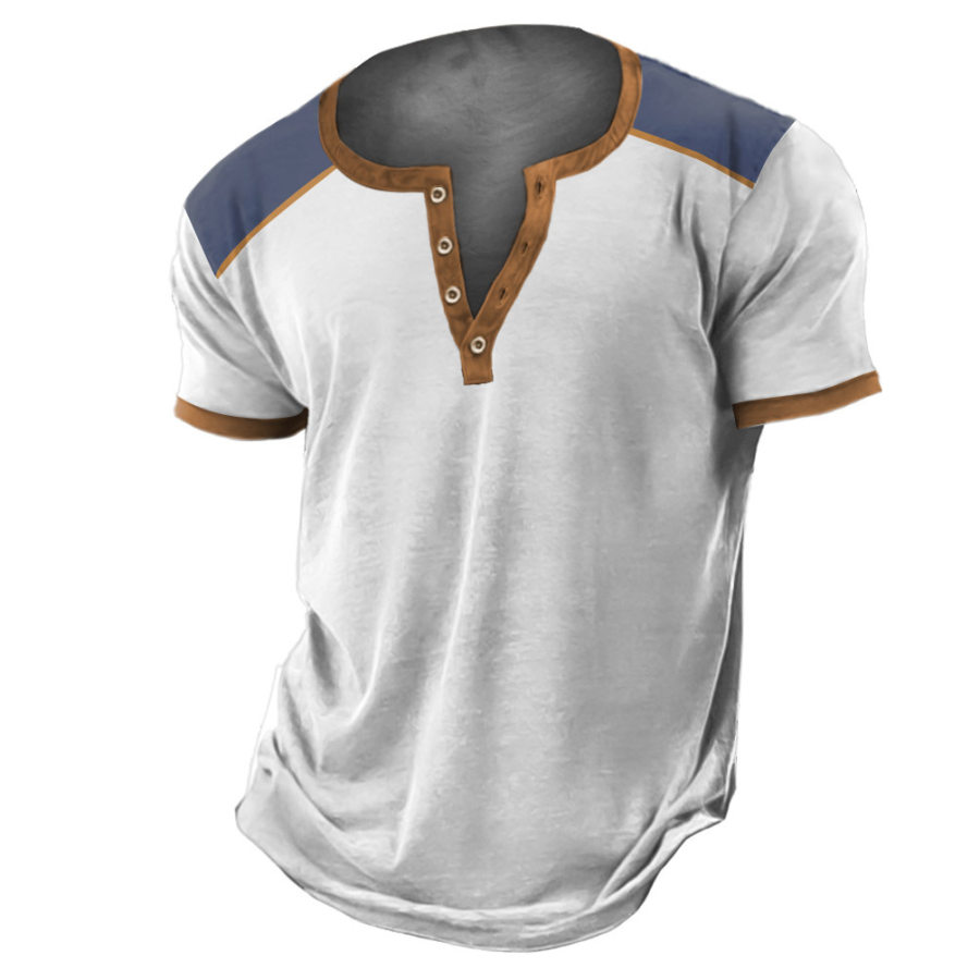 

Playera Henley Con Bloques De Colores Tácticos Vintage Para Exteriores Para Hombre