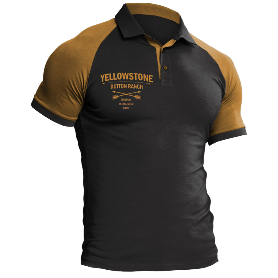 

Men's Vintage Western Yellowstone Polo Neck T-Shirt