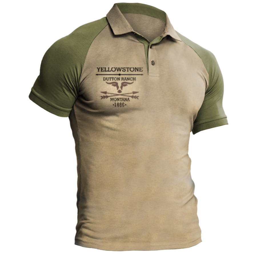 

Men's Vintage Western Yellowstone Polo Neck T-Shirt