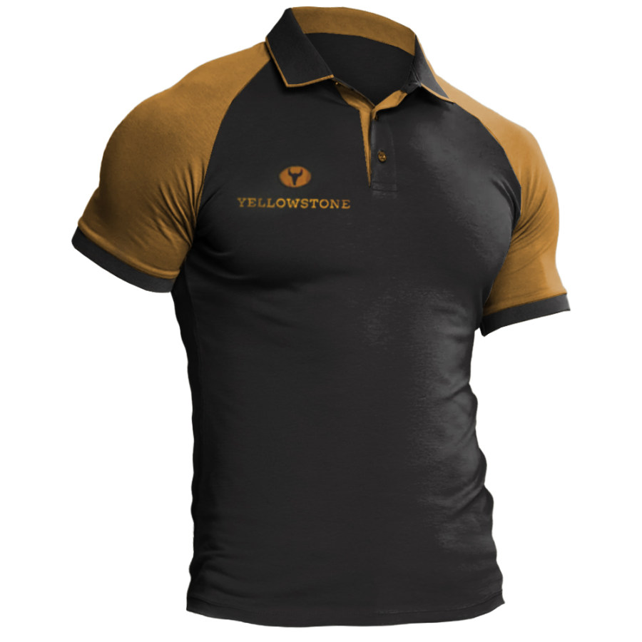 

Men's Vintage Western Yellowstone Polo Neck T-Shirt