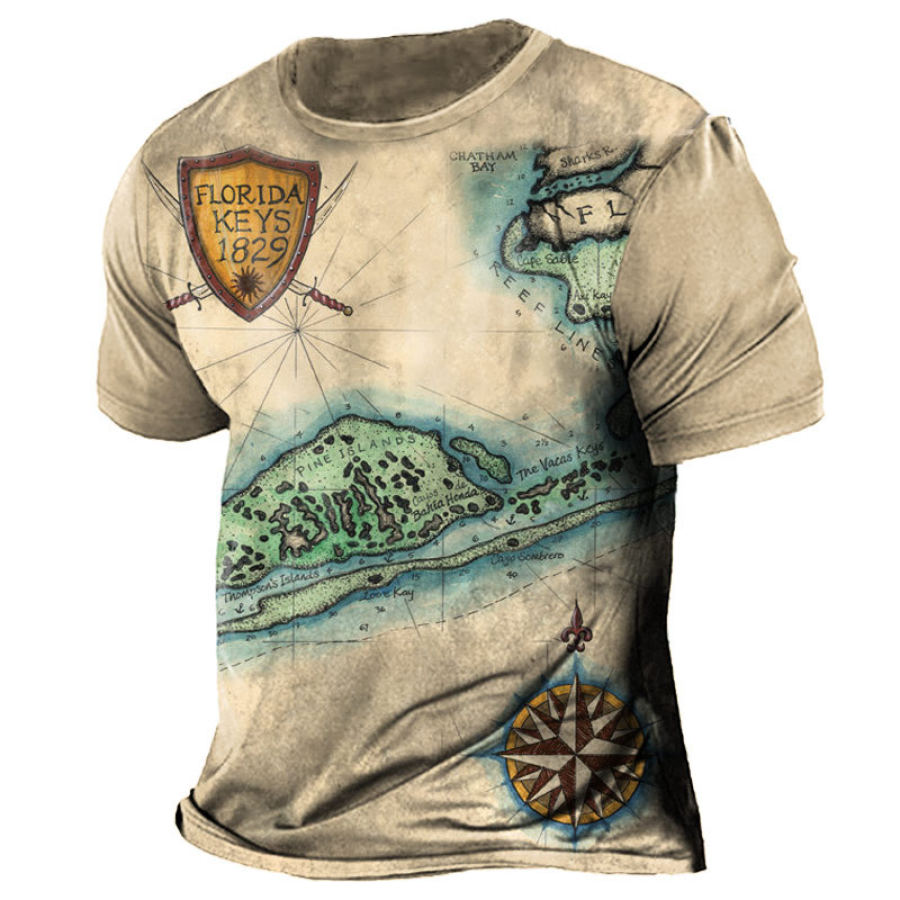 

Men's Vintage Nautical Print T-Shirt