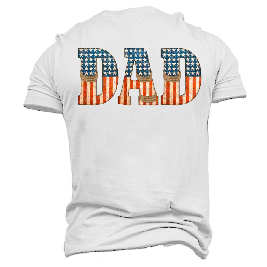 

American Flag DAD Print Men's Cotton T-Shirt
