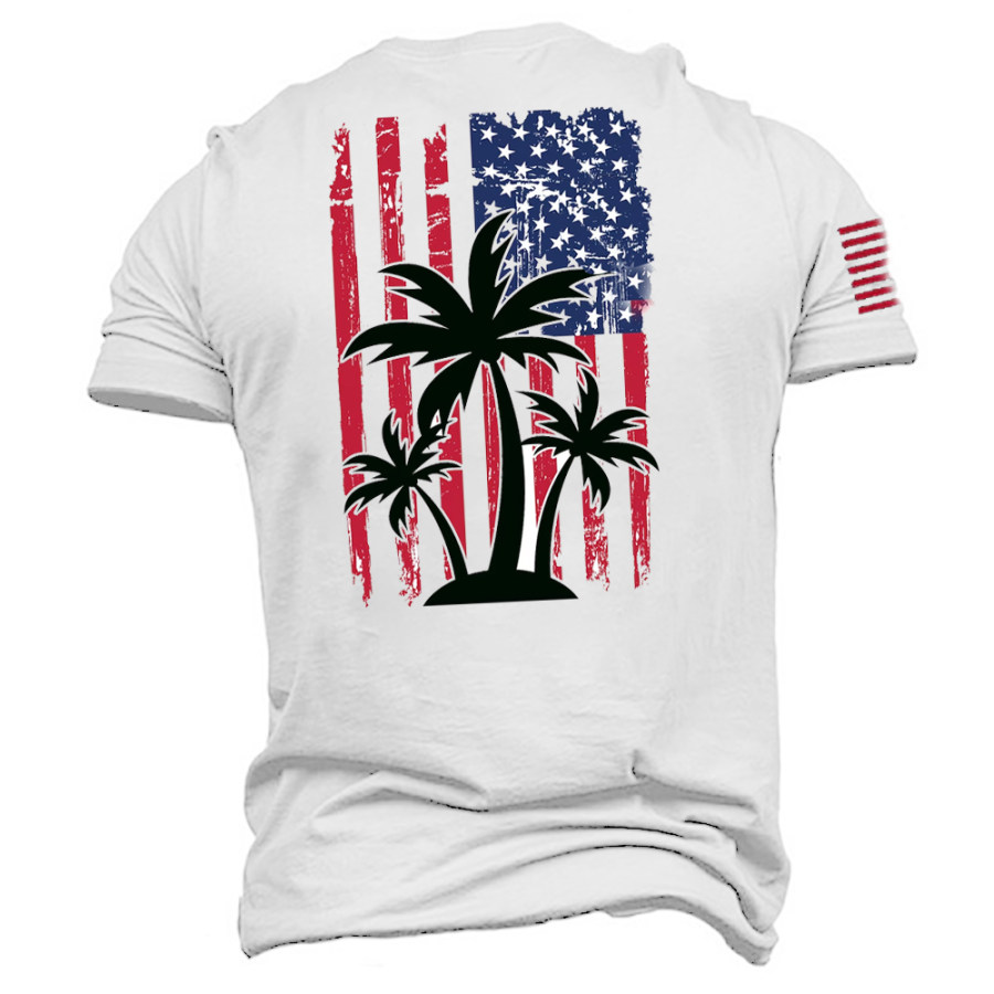 

Men's American Flag Coco Print Cotton T-Shirt