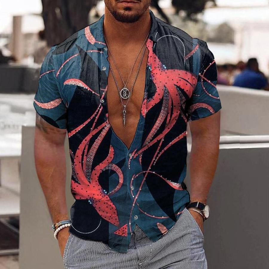 

Men's Marine Print Short Sleeve Casual Shirt