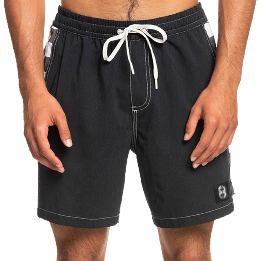 

Men's Plaid Stitching Casual Shorts