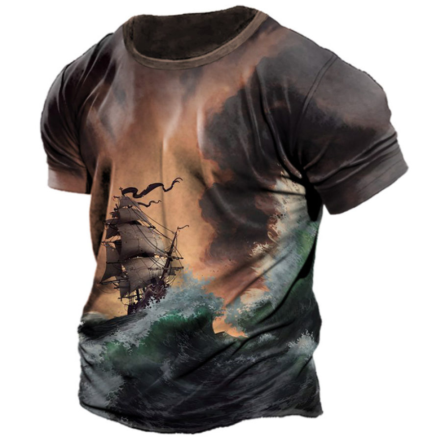 

Men's Vintage Sailing Print T-Shirt