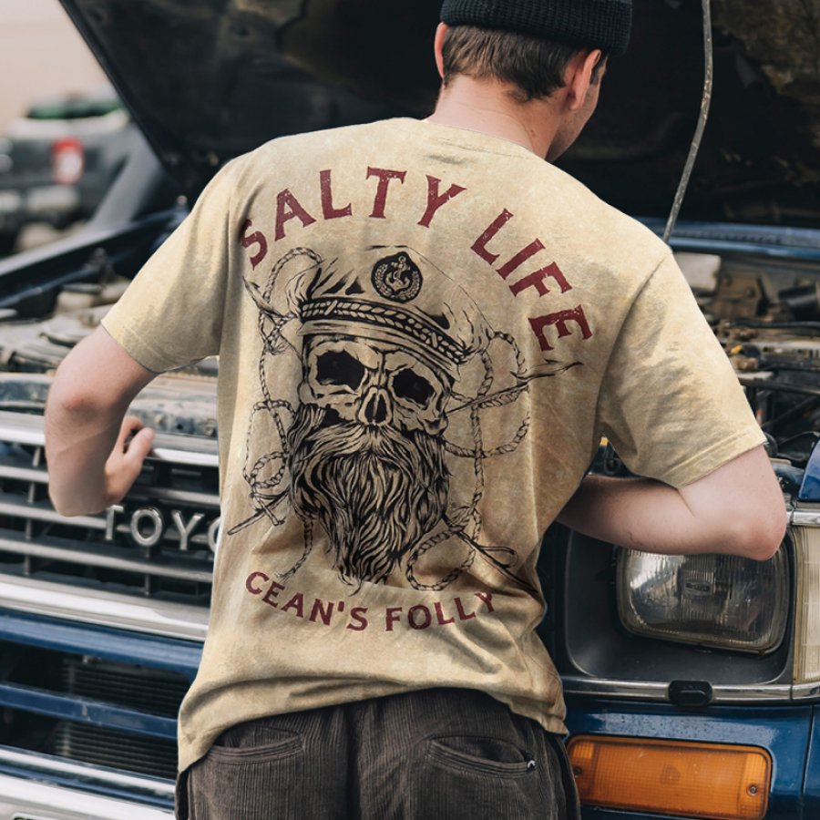 

Men's T-Shirt Pirate Captain Retro Skull Print Breathable