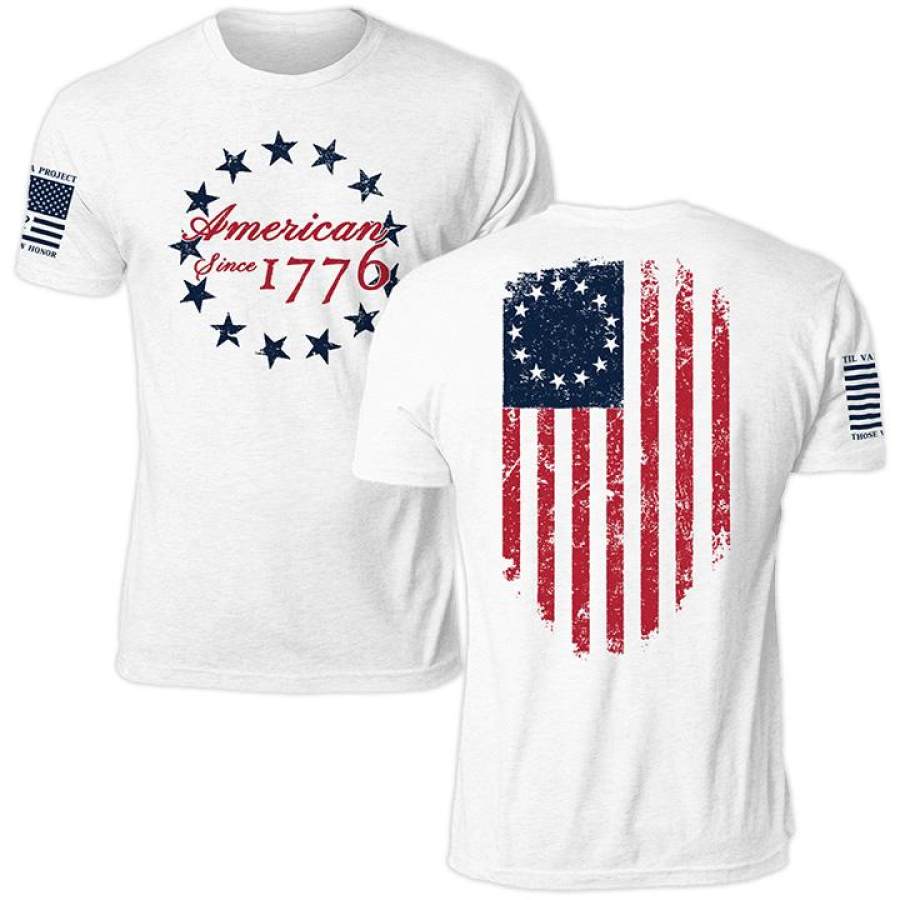 

Men's 1776 American Flag Print Casual T-Shirt