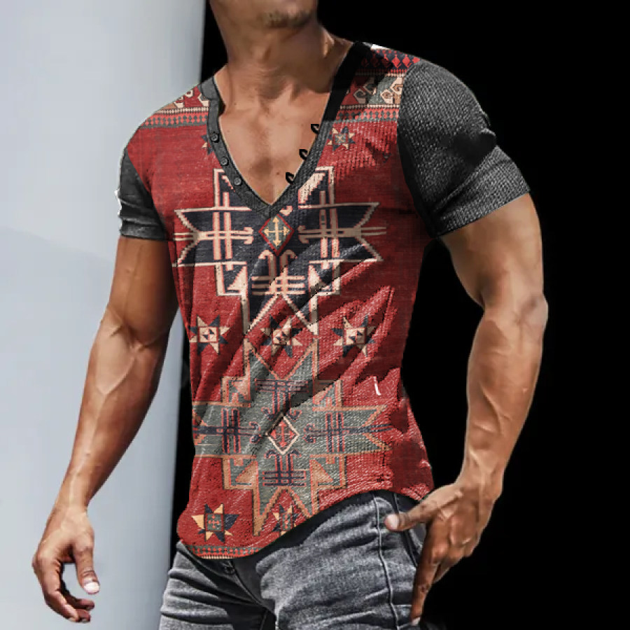 

Men's Vintage ANTIQUE CAUCASIAN SHIRVANCasual Slim Sports V Neck Tops
