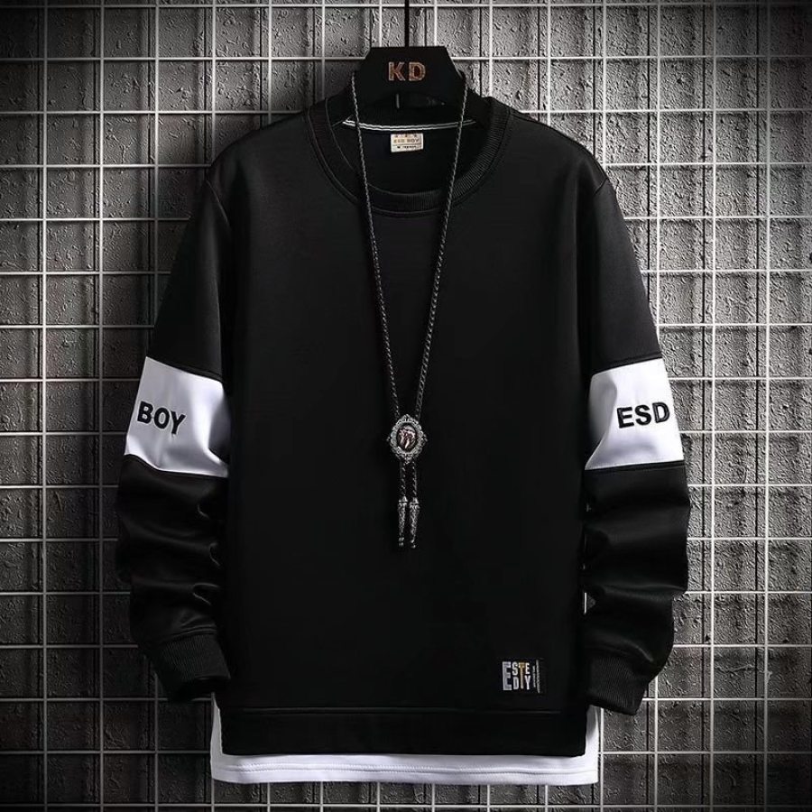 

Colorblock Fake Two Piece Men's Sweater