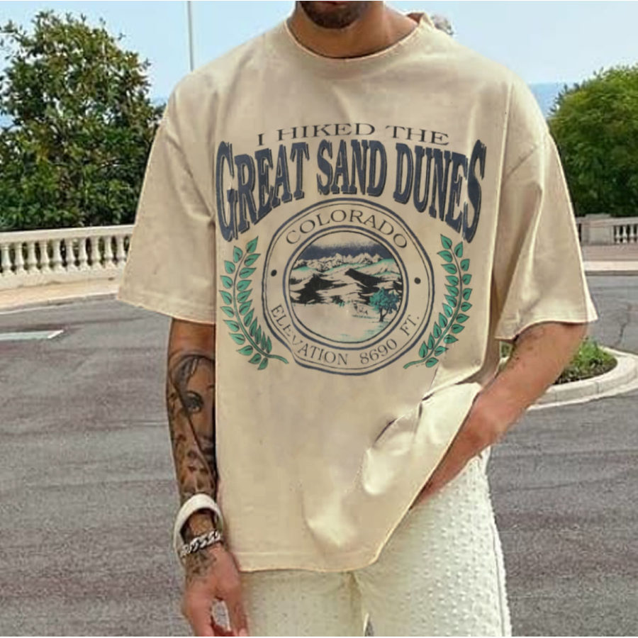 

Men's Retro Great Sand Dunes Print Casual T-shirt