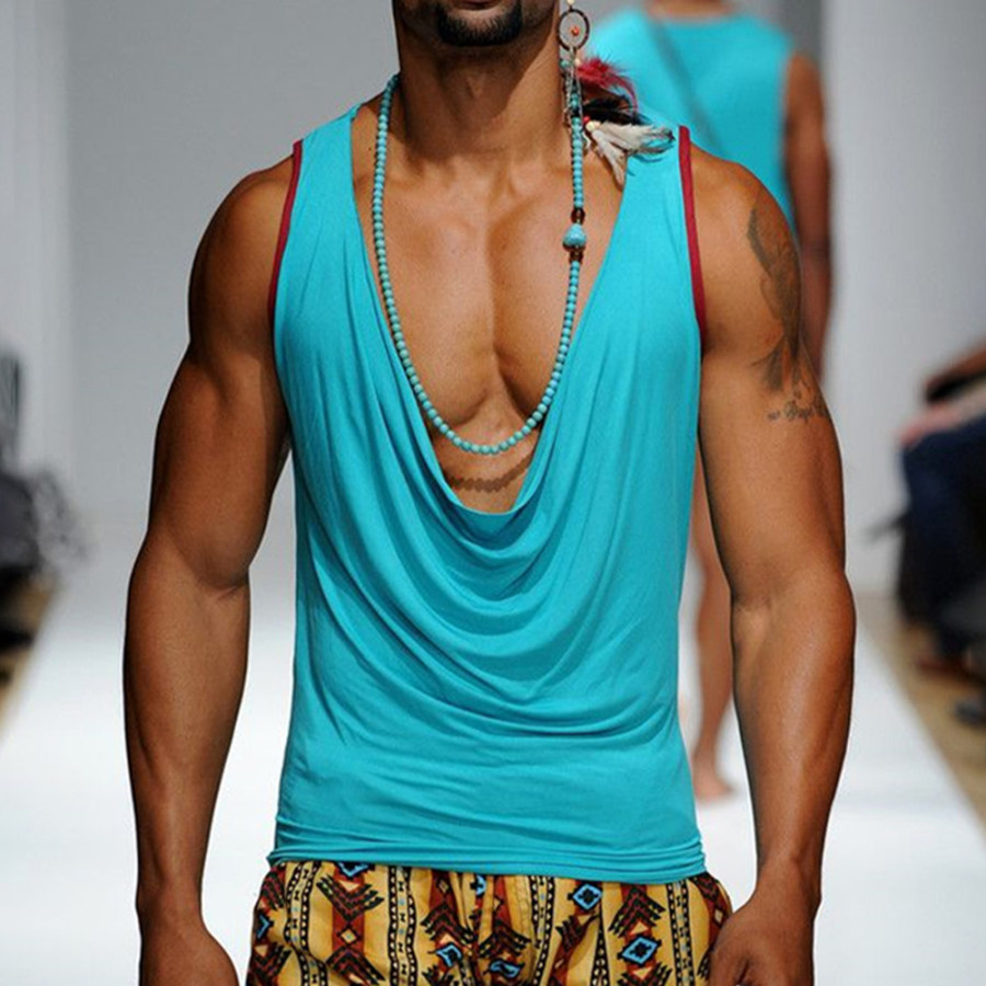 

Men's Holiday Casual Vest Seaside Beach Breathable V-Neck Design Vest