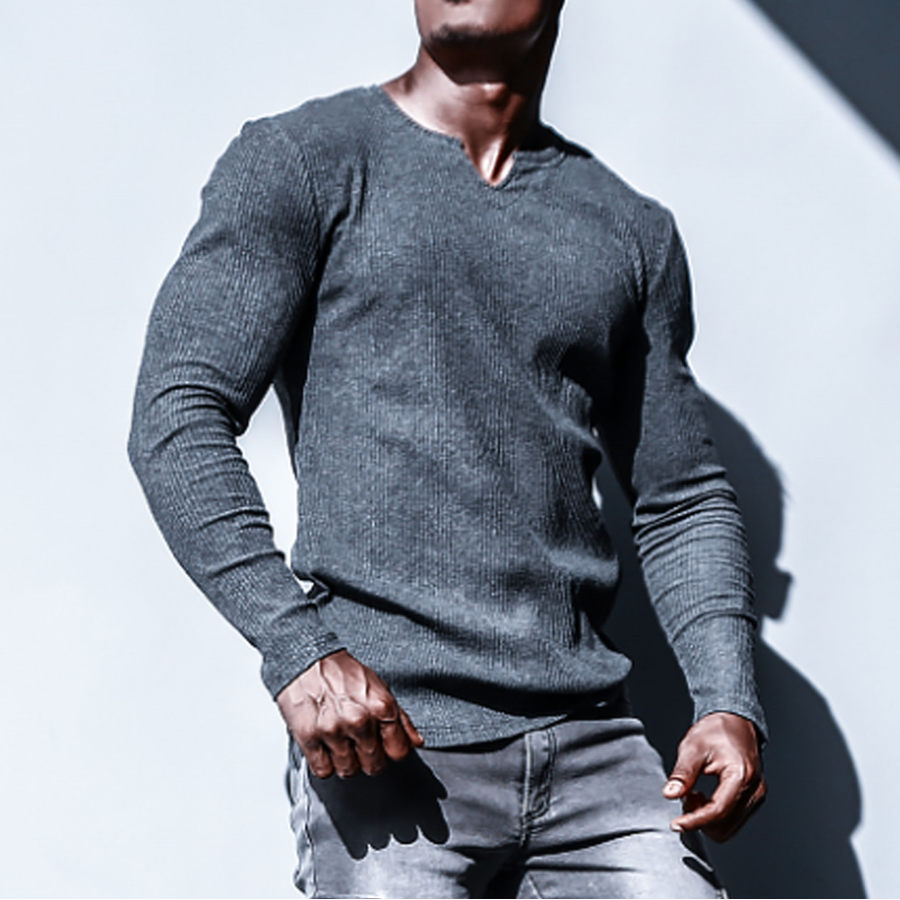 

Men's V-Neck Slim Basic Long Sleeve T-Shirt