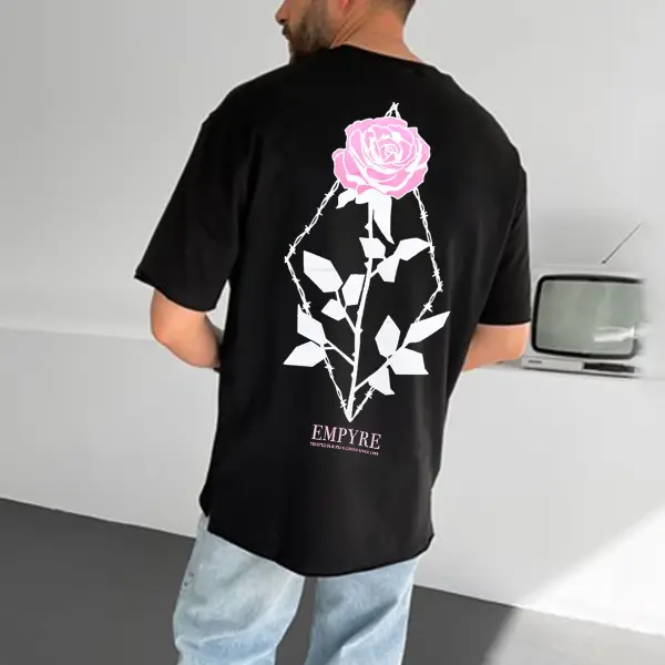 Men's Oversized Floral Print T-Shirt - Cotosen.com