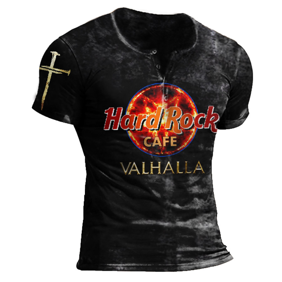 

Men's Retro Cross Hard Rock Cafe Print Outdoor Casual T-Shirt