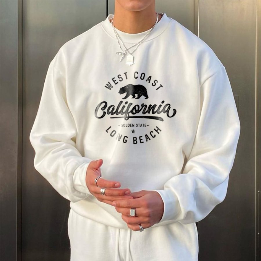 

Vintage Oversized 'California' Print Crew Neck Sweatshirt