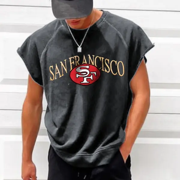 Top Senza Maniche Vintage San Francisco 49ers NFL Da Uomo - Faciway.com 