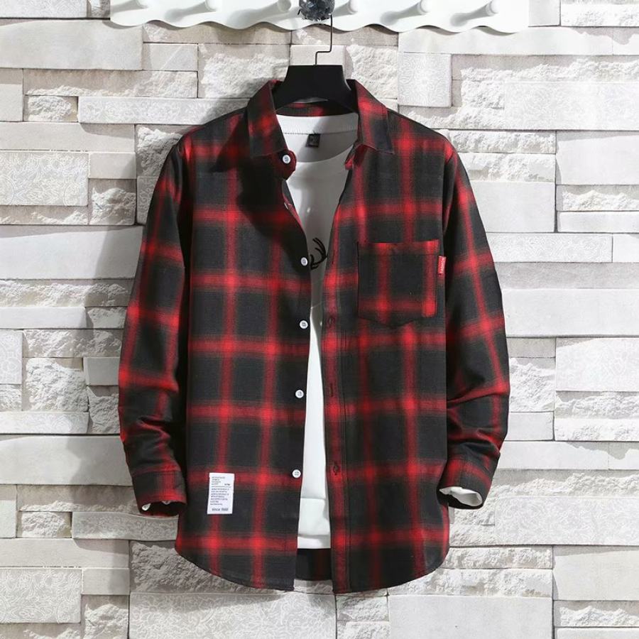 

Men's Plaid Long-sleeved Shirt