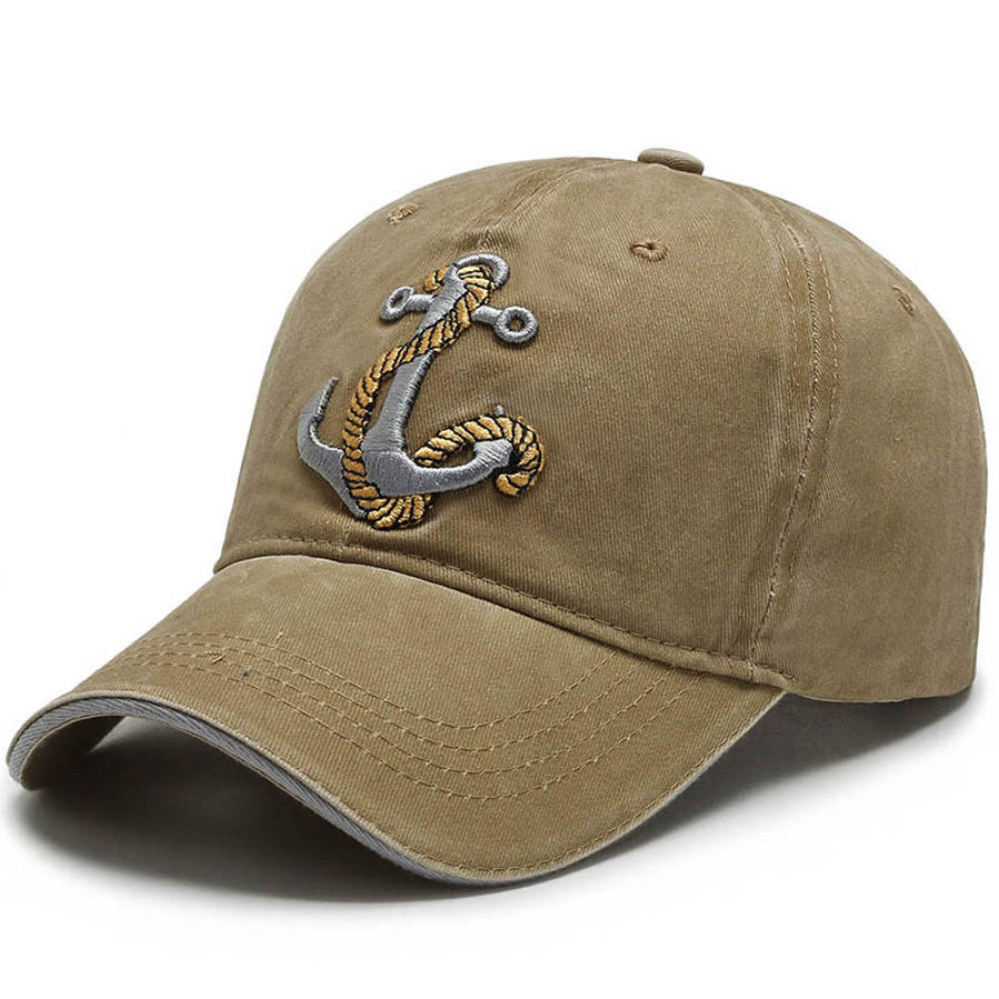 

Chapeau De Soleil Lavé Brodé Vintage Nautical Shipsight Pour Hommes