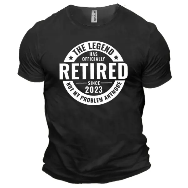 Men's T-Shirt Casual Summer Cotton Short Sleeve The Legend Has Officially Retired Since 2023 - Kalesafe.com 
