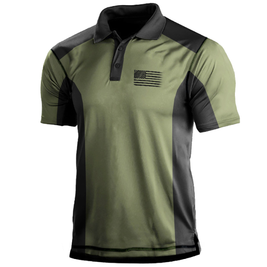 

Men's Outdoor American Flag Tactical Sport PoLo Neck T-Shirt