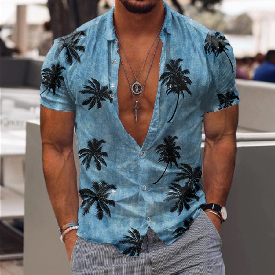 

Men's Summer Coconut Tree Print Casual Shirt