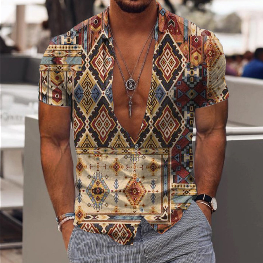 

Men's Retro Ethnic Western Regions Print Casual Shirt